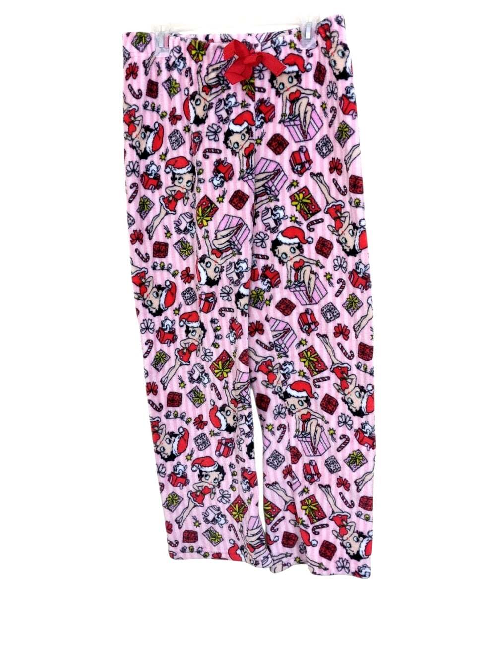 Womens Betty Boop Santa Fleece PJ Pants Bottoms Pink Xmas Large Novelty Fun Cozy